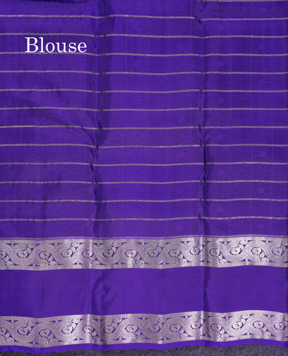 Beautiful Lavender Puremix Silk Saree With Contrast Violet Blouse