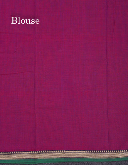 Beautiful Dual Tone Magenta Plain Pure Cotton Saree With Traditional Small Thread Work Border