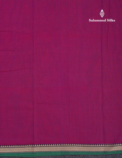 Beautiful Dual Tone Magenta Plain Pure Cotton Saree With Traditional Small Thread Work Border