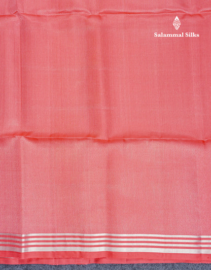 Light Pink Pure Kanjivaram Soft Silk Saree With Silver Zari Border