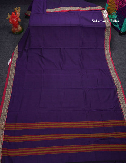 Beautiful Dark Maroon Plain Pure Cotton Saree With Contrast Maroon Traditional Border
