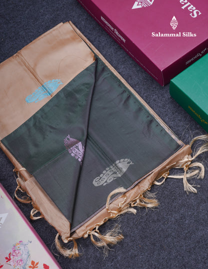 Dark Maroon Thread work Buttas Banana Pinth Saree (Vaazhainaar Pattu) With Contrast Cream White Blouse