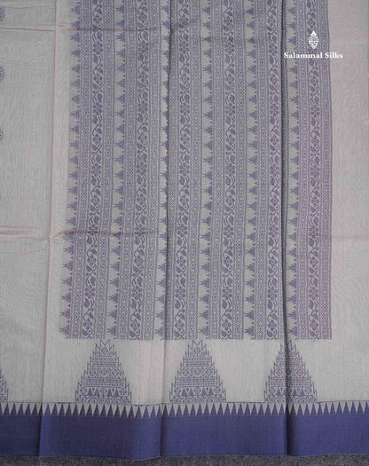 Kota Cotton Saree - Redish Pink Colour Body Thread Butta With Navy Blue Traditional Border