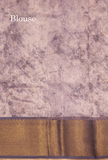 Baby Pink Colour Chanderi Mixed Cotton Saree With Contrast Violet Border