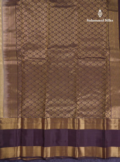 Beautiful Cream Sandal Puremix Silk Saree With Contrast Dark Brown Traditional Rettapet Evening Morning Border