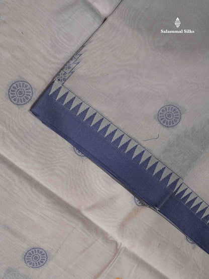 Kota Cotton Saree - Redish Pink Colour Body Thread Butta With Navy Blue Traditional Border