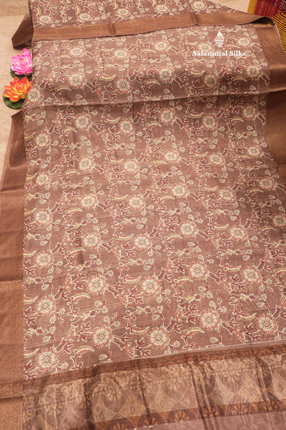 Olive Mustard Yellow Colour Chanderi Mixed Cotton Saree With Blouse