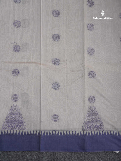 Kota Cotton Saree - Redish Pink Colour Body Thread Butta With Navy Blue Traditional Border