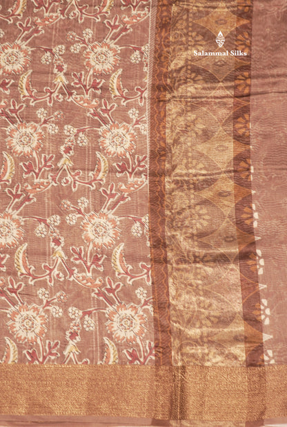 Olive Mustard Yellow Colour Chanderi Mixed Cotton Saree With Blouse