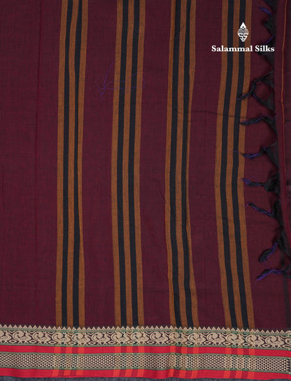 Beautiful Light Chocolate Plain Pure Cotton Saree With Traditional Border