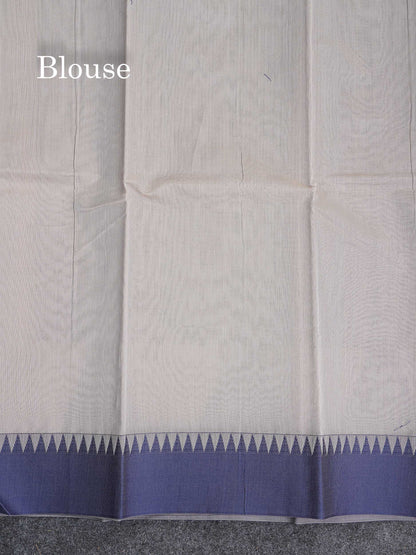 Kota Cotton Saree - Redish Pink Colour Body Thread Butta With Navy Blue Traditional Border
