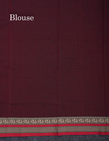 Beautiful Light Chocolate Plain Pure Cotton Saree With Traditional Border