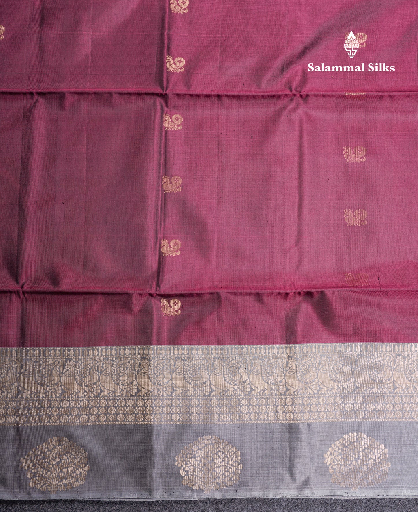 Beautiful Wine Pure Kanjivaram Soft Silk Saree With Grey One Side Long Border