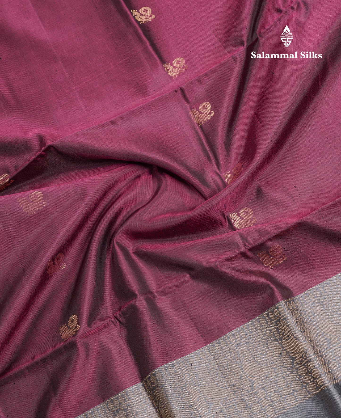 Beautiful Wine Pure Kanjivaram Soft Silk Saree With Grey One Side Long Border