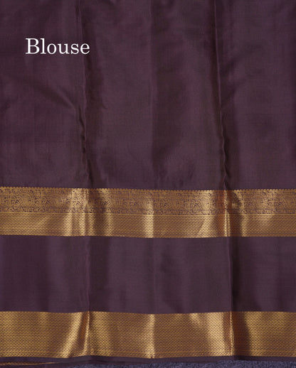 Beautiful Cream Sandal Puremix Silk Saree With Contrast Dark Brown Traditional Rettapet Evening Morning Border