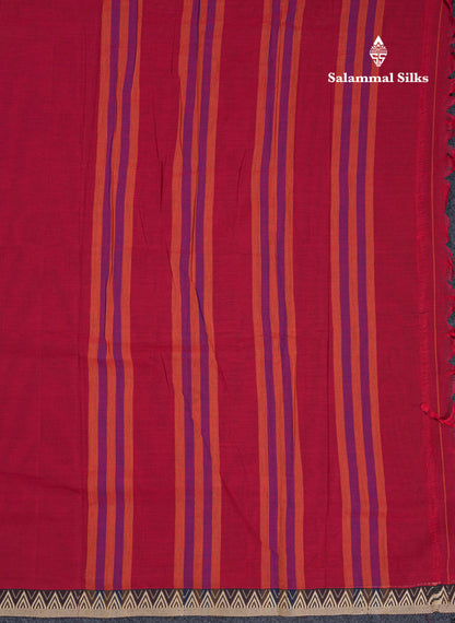 Beautiful Bottle Green Plain Pure Cotton Saree With Traditional Thread Work Small Temple Border