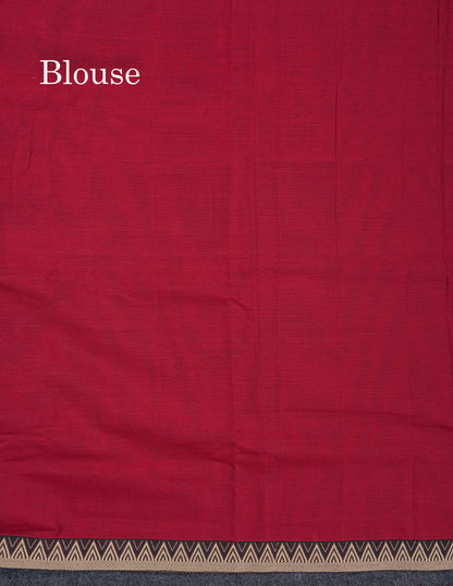 Beautiful Bottle Green Plain Pure Cotton Saree With Traditional Thread Work Small Temple Border