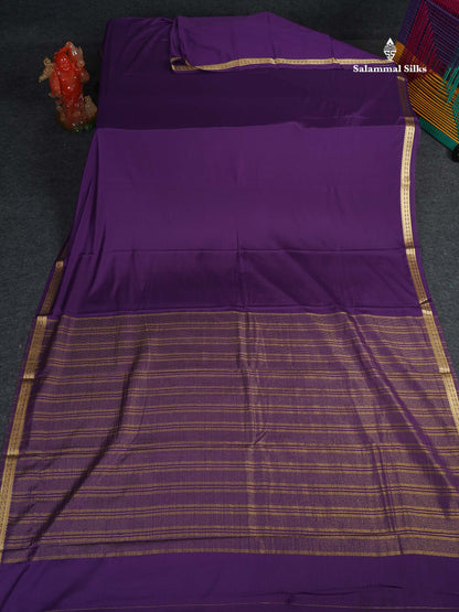 Semi Mysore Silk Saree - Violet Colour Body Plain With Small Border