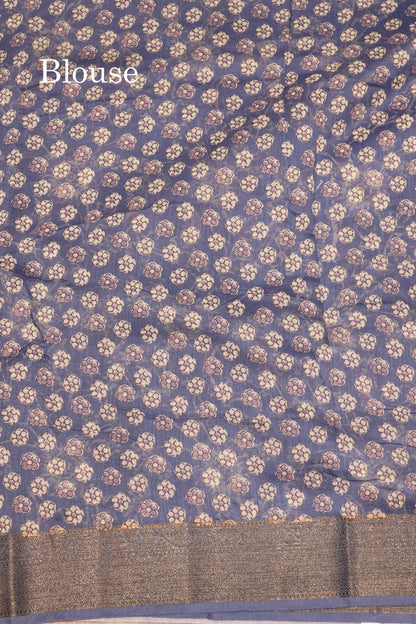 Olive Mustard Yellow Colour Chanderi Mixed Cotton Saree With Blouse
