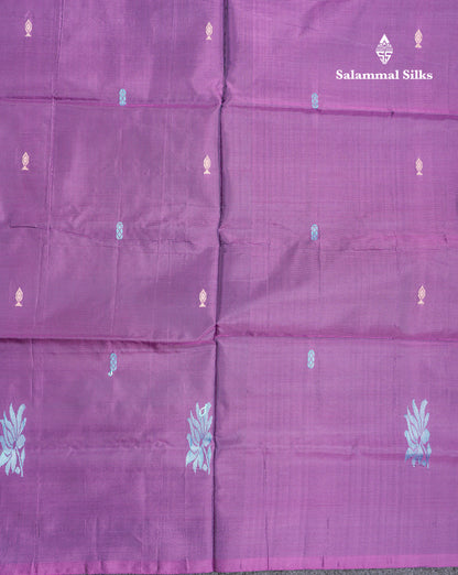 Purple Thread work Buttas Banana Pinth Saree (Vaazhainaar Pattu) With Contrast Sandal Blouse