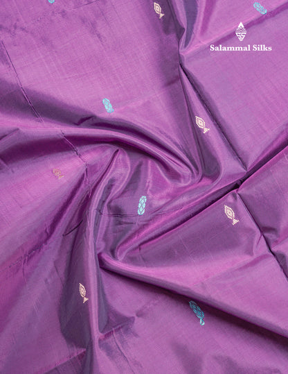 Purple Thread work Buttas Banana Pinth Saree (Vaazhainaar Pattu) With Contrast Sandal Blouse