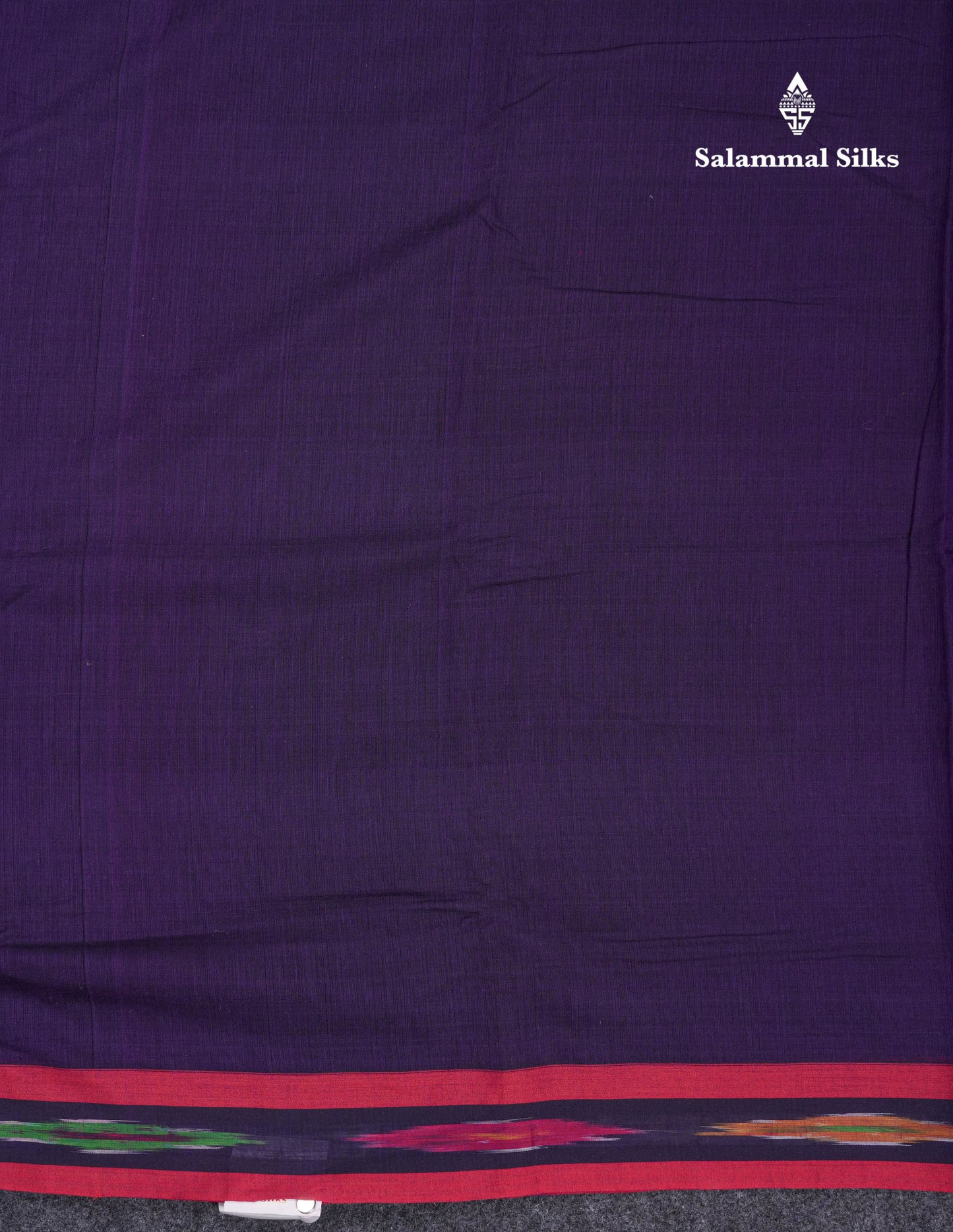 Beautiful Violet Plain Pure Cotton Saree With Ikkat Design Small Border