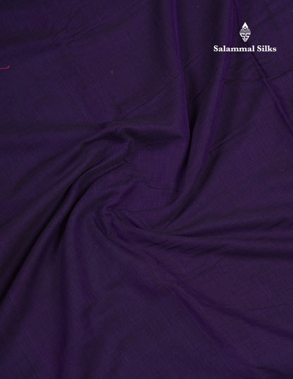 Beautiful Violet Plain Pure Cotton Saree With Ikkat Design Small Border
