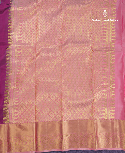 Beautiful Peach Puremix Silk Saree With Contrast Dual Tone Peacock Blue Blouse