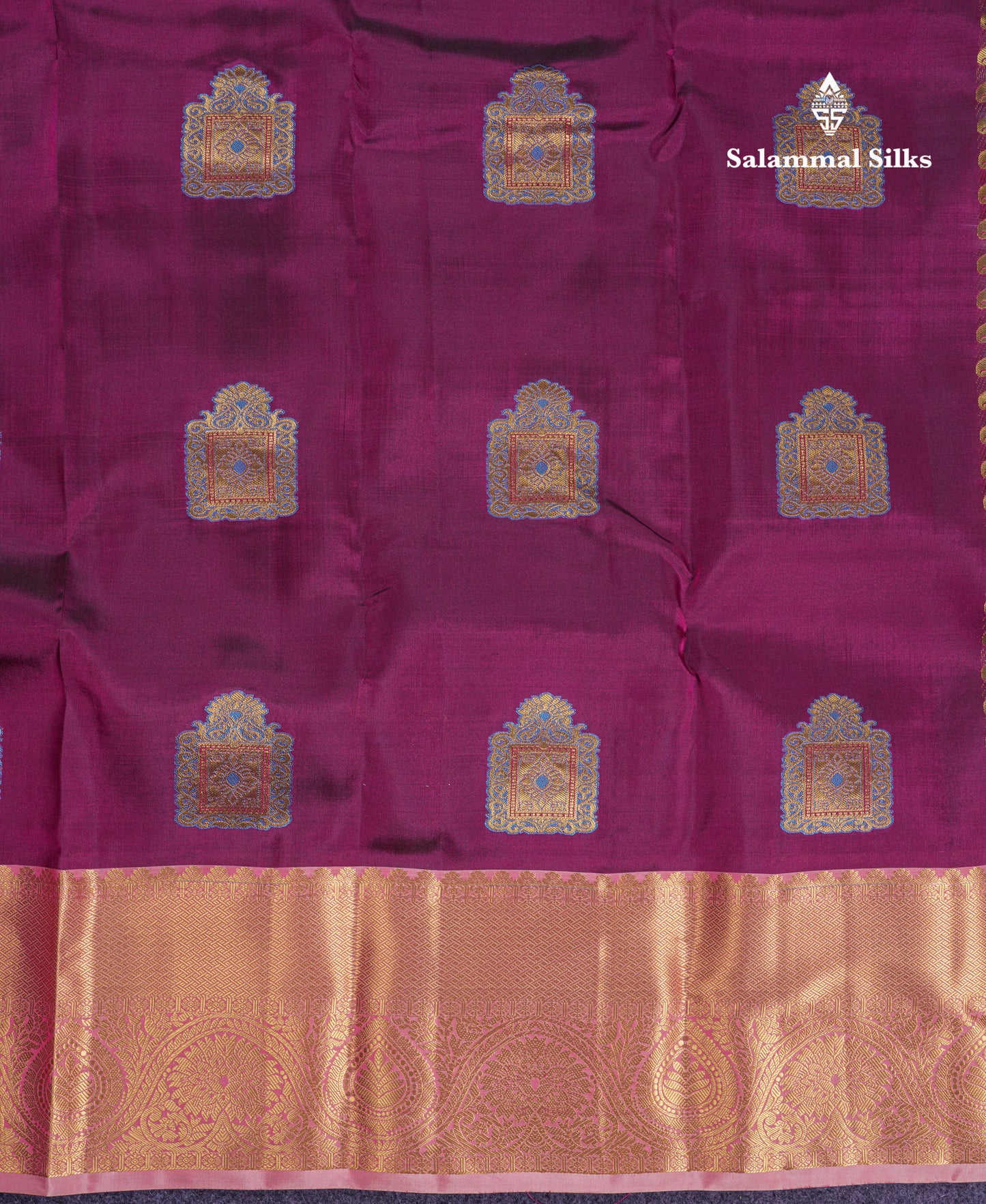Beautiful Peach Puremix Silk Saree With Contrast Dual Tone Peacock Blue Blouse