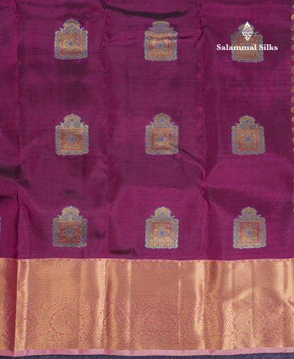 Beautiful Peach Puremix Silk Saree With Contrast Dual Tone Peacock Blue Blouse
