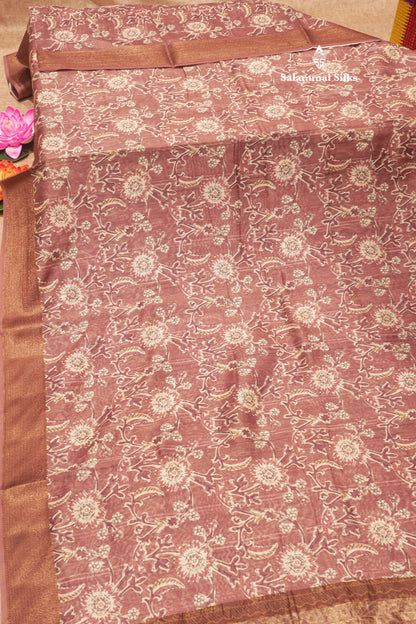 Olive Mustard Yellow Colour Chanderi Mixed Cotton Saree With Blouse