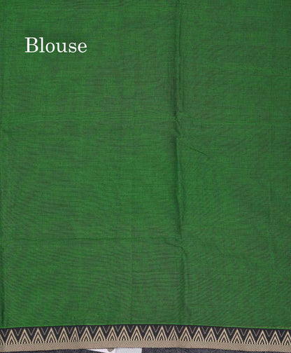 Beautiful Bottle Green Plain Pure Cotton Saree With Traditional Thread Work Small Temple Border