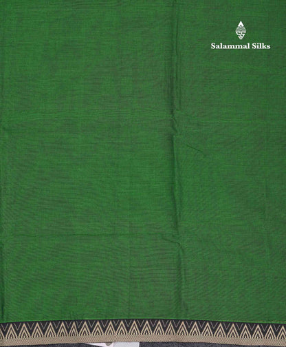 Beautiful Bottle Green Plain Pure Cotton Saree With Traditional Thread Work Small Temple Border