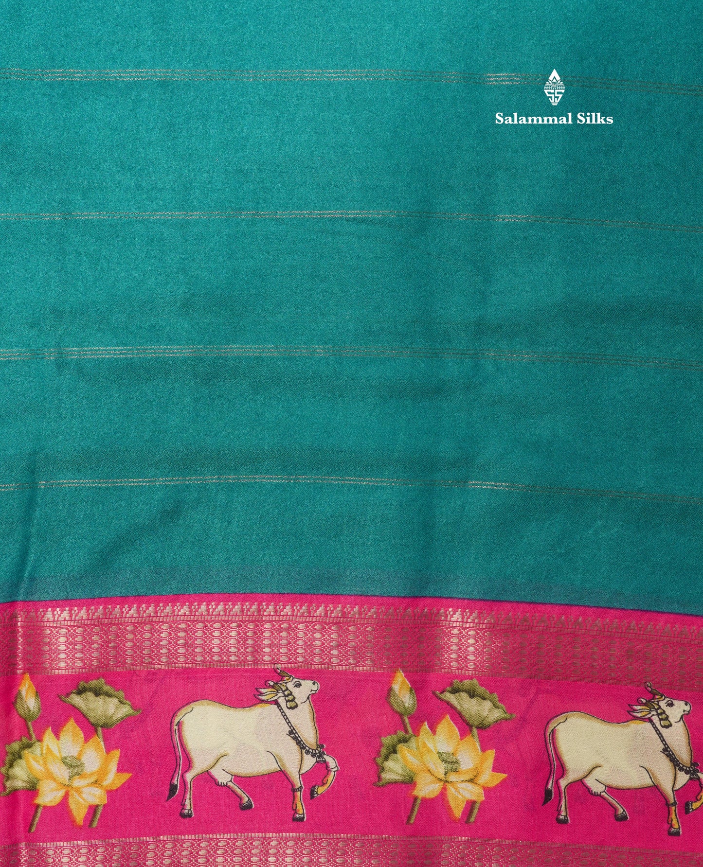 Bottle Green Semi Crepe Saree With Contrast Reddish Pink Border