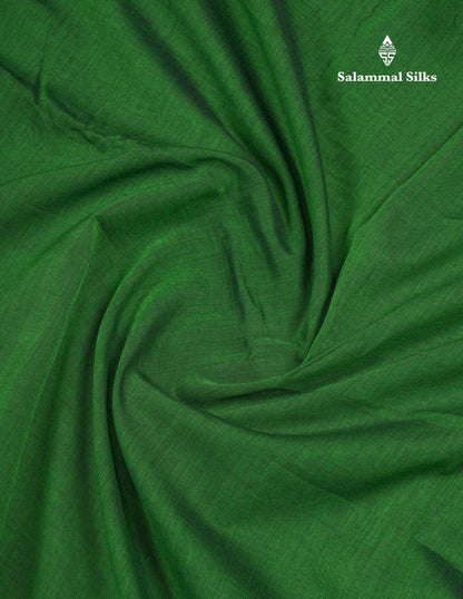 Beautiful Bottle Green Plain Pure Cotton Saree With Traditional Thread Work Small Temple Border