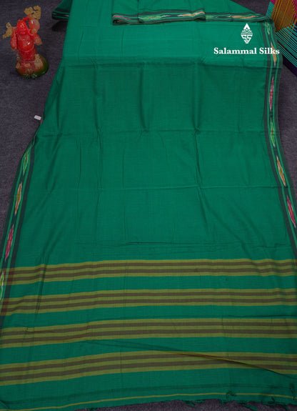 Beautiful Violet Plain Pure Cotton Saree With Ikkat Design Small Border