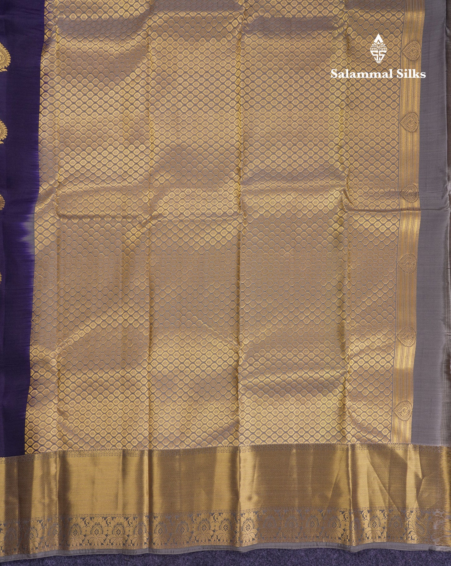 Beautiful Navy Blue Puremix Silk Saree With Contrast Grey Traditional Evening Morning Border