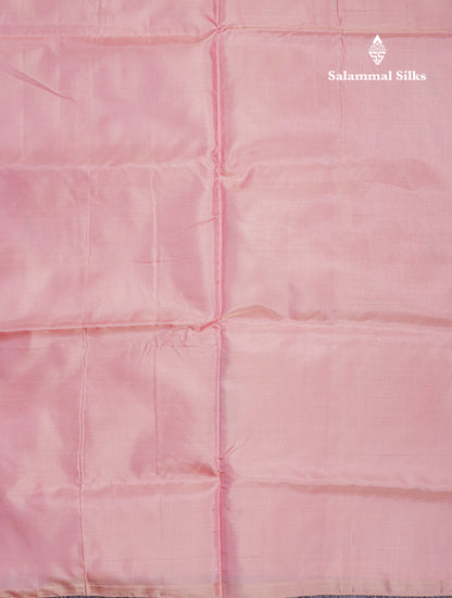 Light Ramar Blue Thread work Buttas Banana Pinth Saree (Vaazhainaar Pattu) With Contrast Baby Pink Blouse