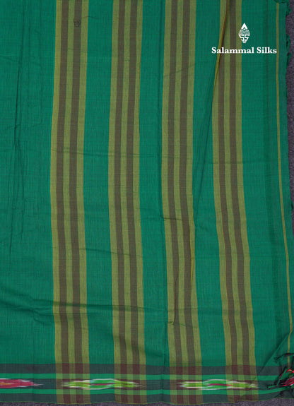 Beautiful Violet Plain Pure Cotton Saree With Ikkat Design Small Border
