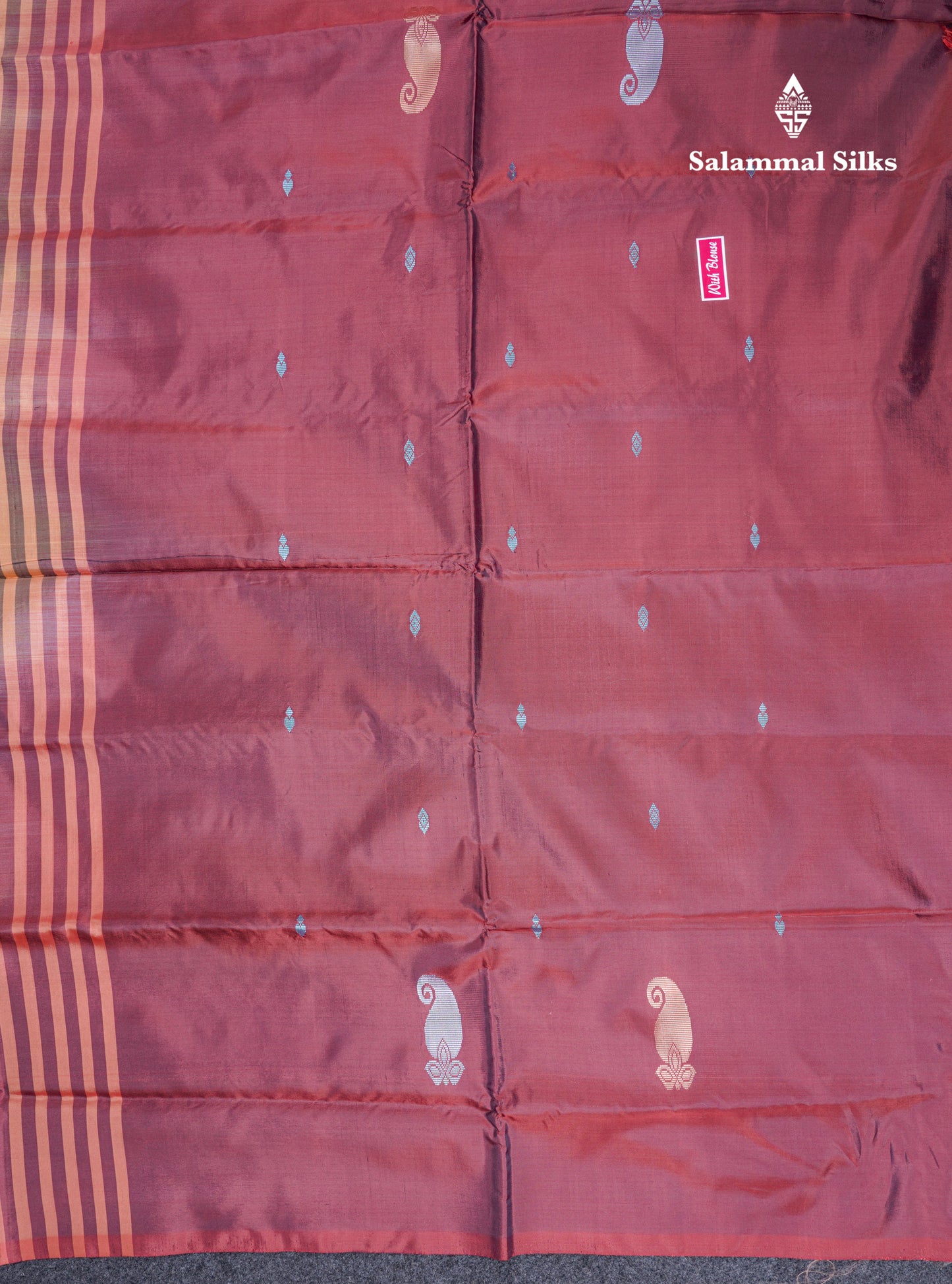 Mustard Yellow Thread work Buttas Banana Pinth Saree (Vaazhainaar Pattu) With Contrast Olive Maroon Blouse