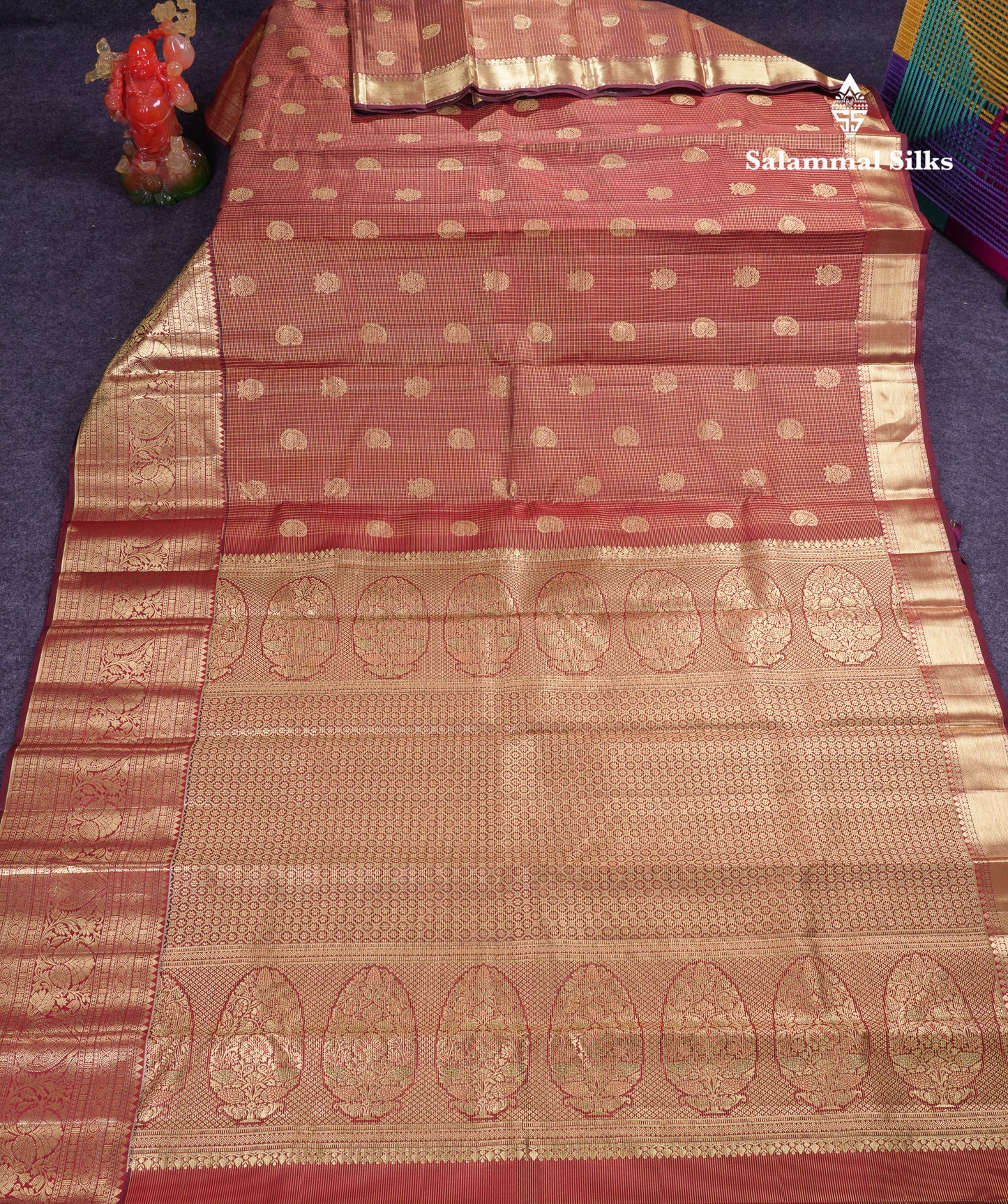 Beautiful Bottle Green Tiny Zari Checks With Butta Pure Kanjivaram Silk Saree With Traditional Evening Morning Border