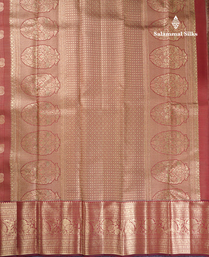 Beautiful Bottle Green Tiny Zari Checks With Butta Pure Kanjivaram Silk Saree With Traditional Evening Morning Border