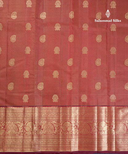 Beautiful Bottle Green Tiny Zari Checks With Butta Pure Kanjivaram Silk Saree With Traditional Evening Morning Border