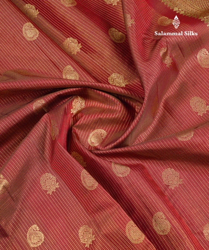 Beautiful Bottle Green Tiny Zari Checks With Butta Pure Kanjivaram Silk Saree With Traditional Evening Morning Border
