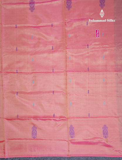 Elaichi Green Thread work Buttas Banana Pinth Saree (Vaazhainaar Pattu) With Contrast Pink Blouse