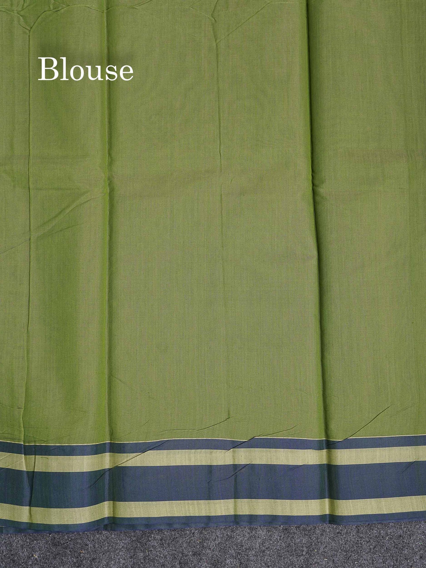 Kota Cotton Saree - Olive Green Colour Body Thread Butta With Navy Blue Border