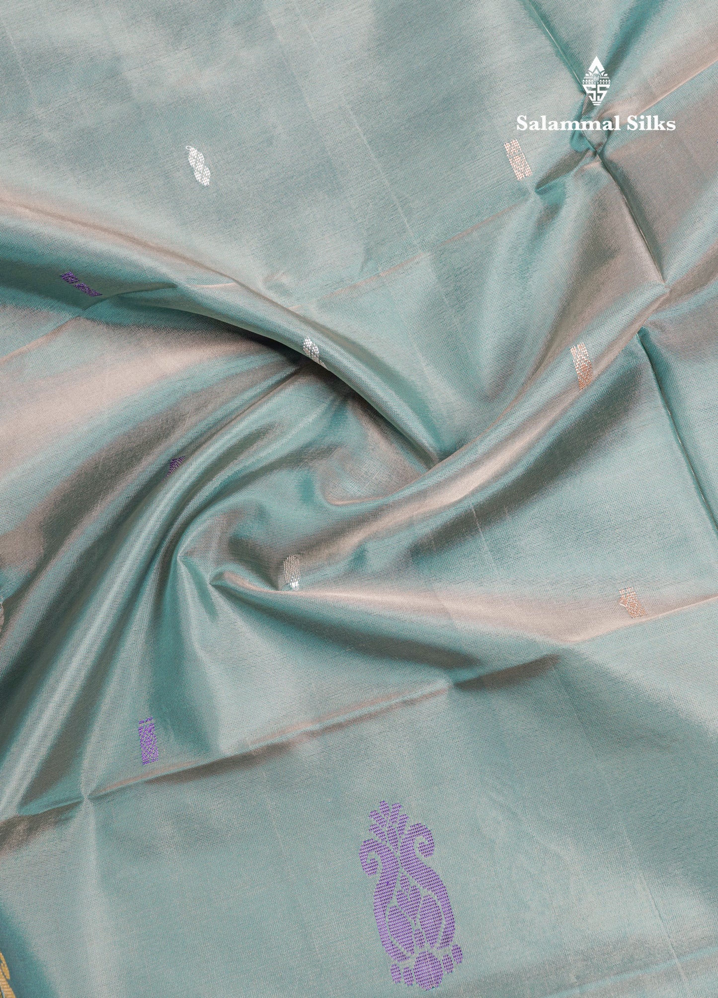 Elaichi Green Thread work Buttas Banana Pinth Saree (Vaazhainaar Pattu) With Contrast Pink Blouse