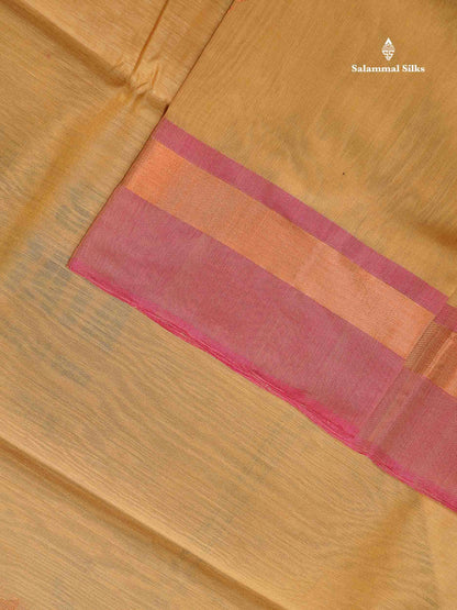SICO Cotton Saree - Mehandi Green Colour Body With Copper Zari Butta & Magenta Border