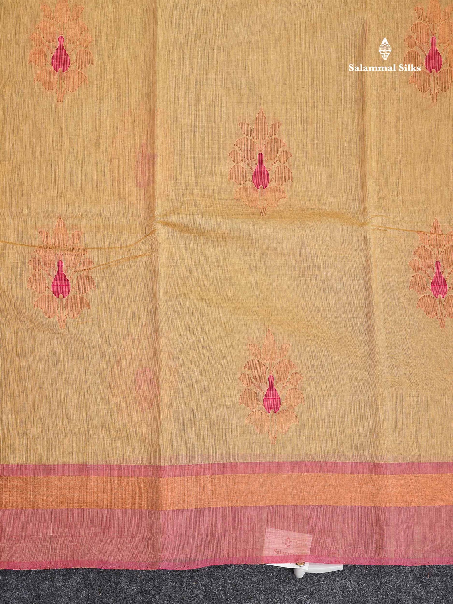 SICO Cotton Saree - Mehandi Green Colour Body With Copper Zari Butta & Magenta Border