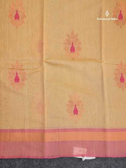 SICO Cotton Saree - Mehandi Green Colour Body With Copper Zari Butta & Magenta Border